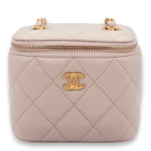 Pearl Crush Mini Lilac Vanity Bag in Lambskin, Gold hardware