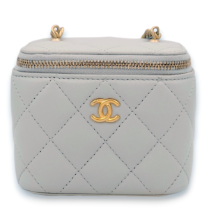 Pearl Crush Mini Pastel blue Vanity Bag in Lambskin, Gold hardware