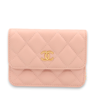 Mini Chain Pink /Pink/Grey Clutch in Lambskin, Gold hardware