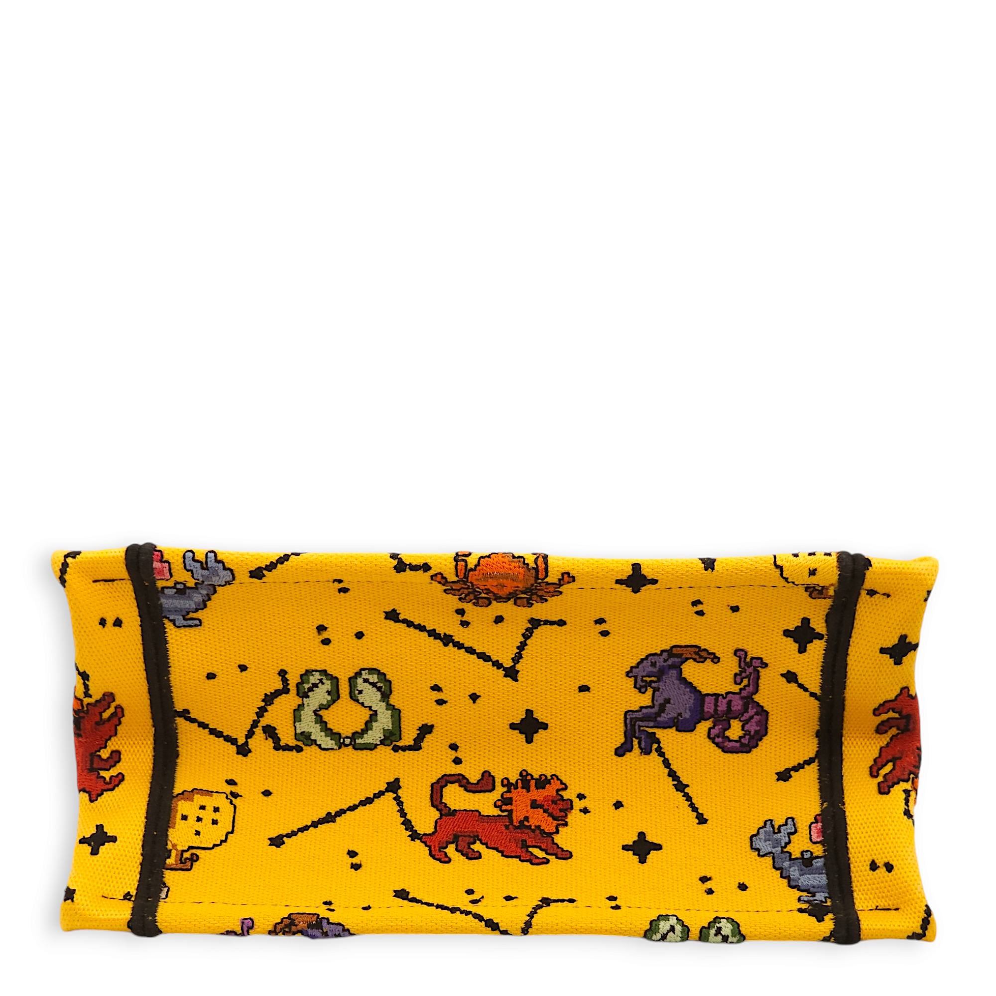 Pixel Zodiac Book Small Yellow, Multicolor Print Tote Bag in Embroidered Canvas - Image 5