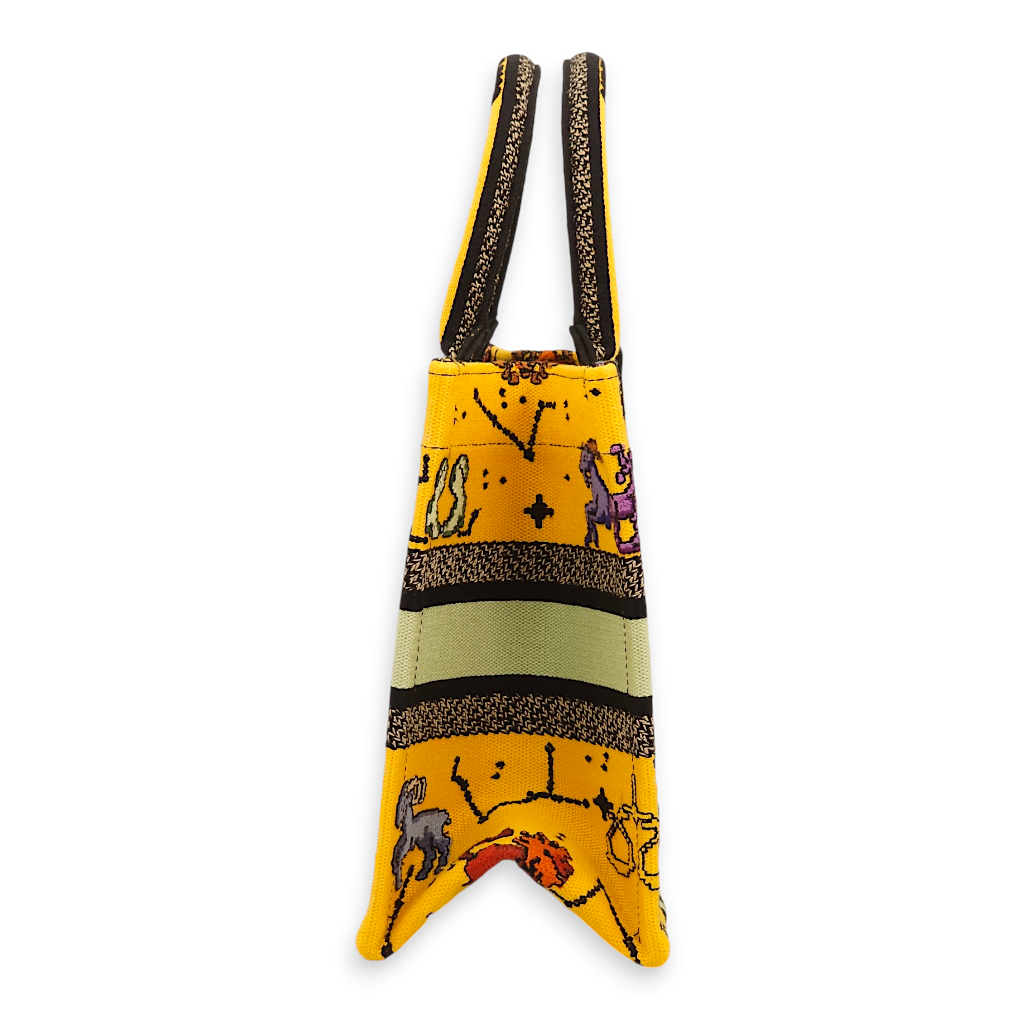 Pixel Zodiac Book Small Yellow, Multicolor Print Tote Bag in Embroidered Canvas - Image 4