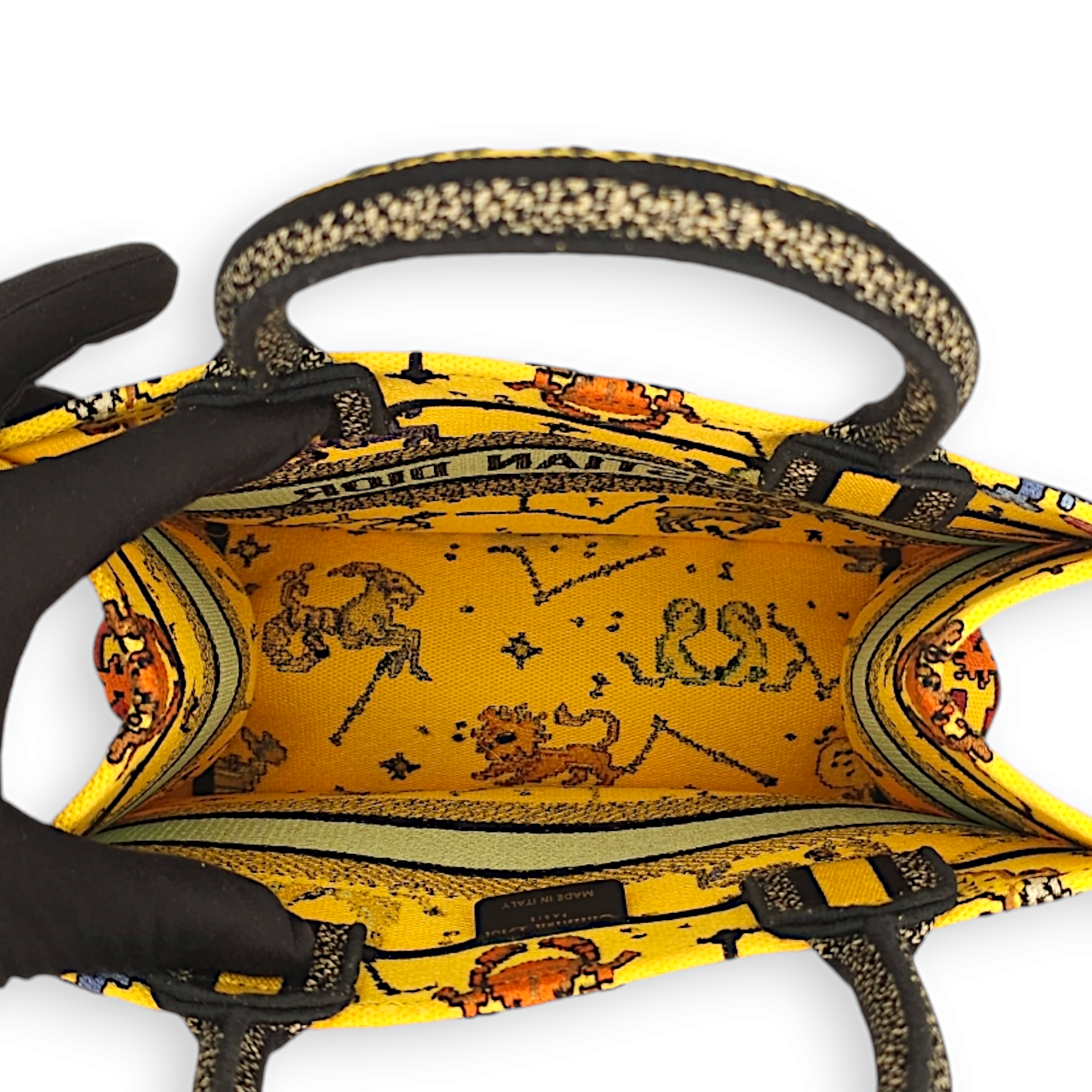 Pixel Zodiac Book Small Yellow, Multicolor Print Tote Bag in Embroidered Canvas - Image 6