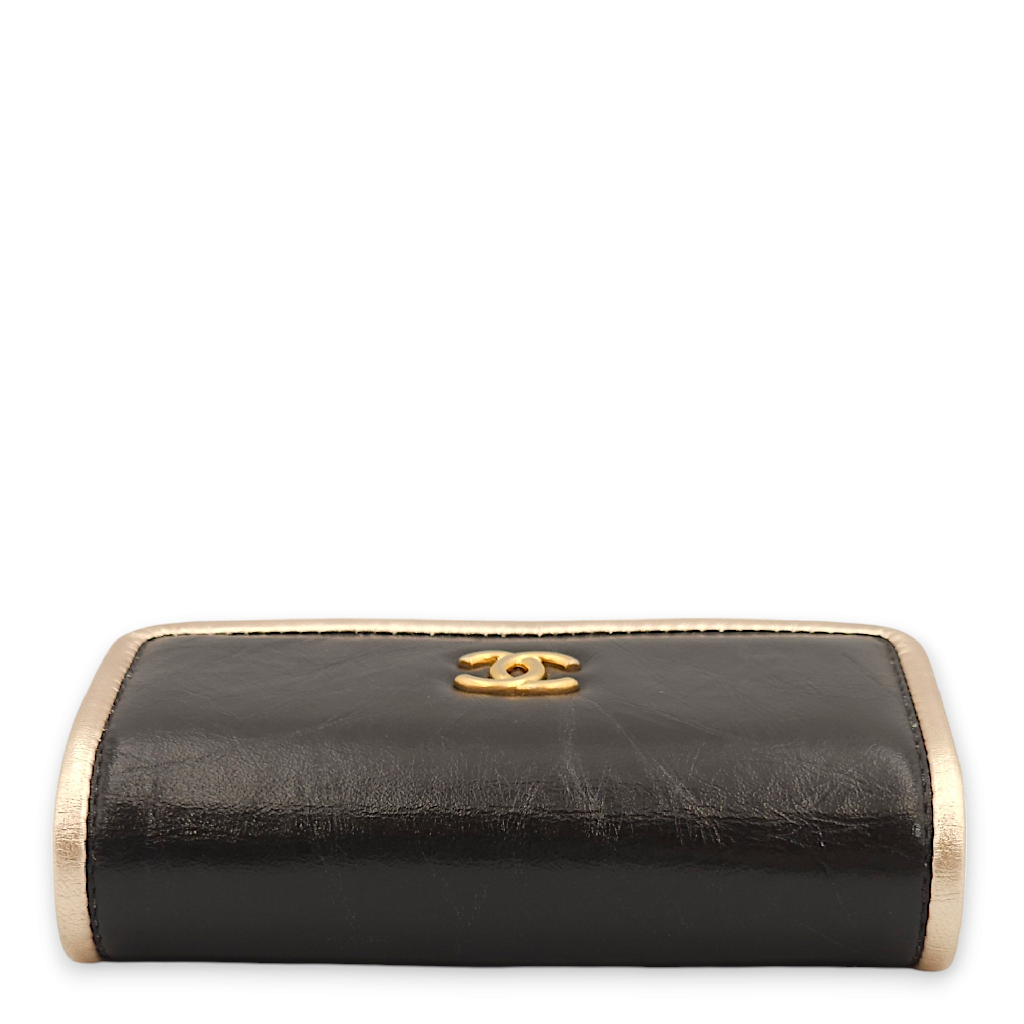 Purse Mini Black with Gold Trim Wallet On Chain in Calfskin, Gold hardware - Image 8