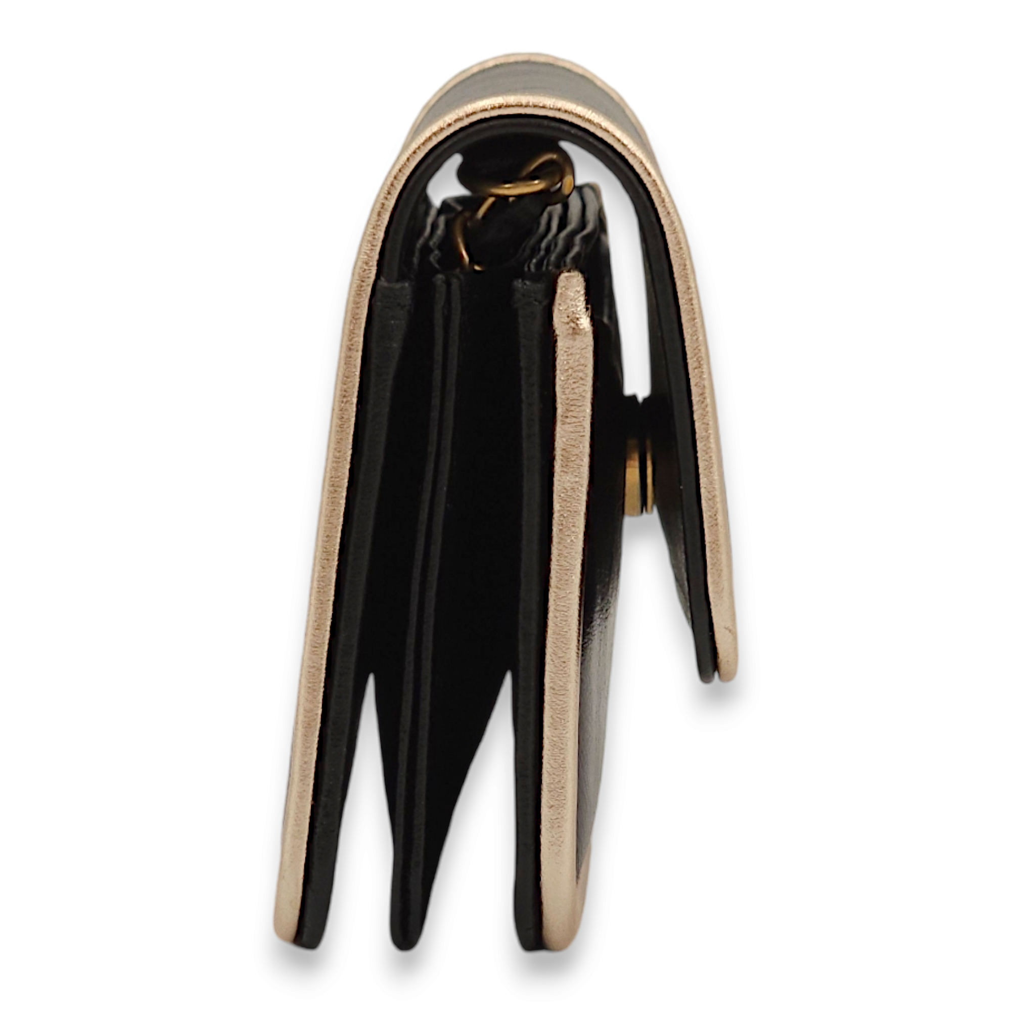 Purse Mini Black with Gold Trim Wallet On Chain in Calfskin, Gold hardware - Image 6