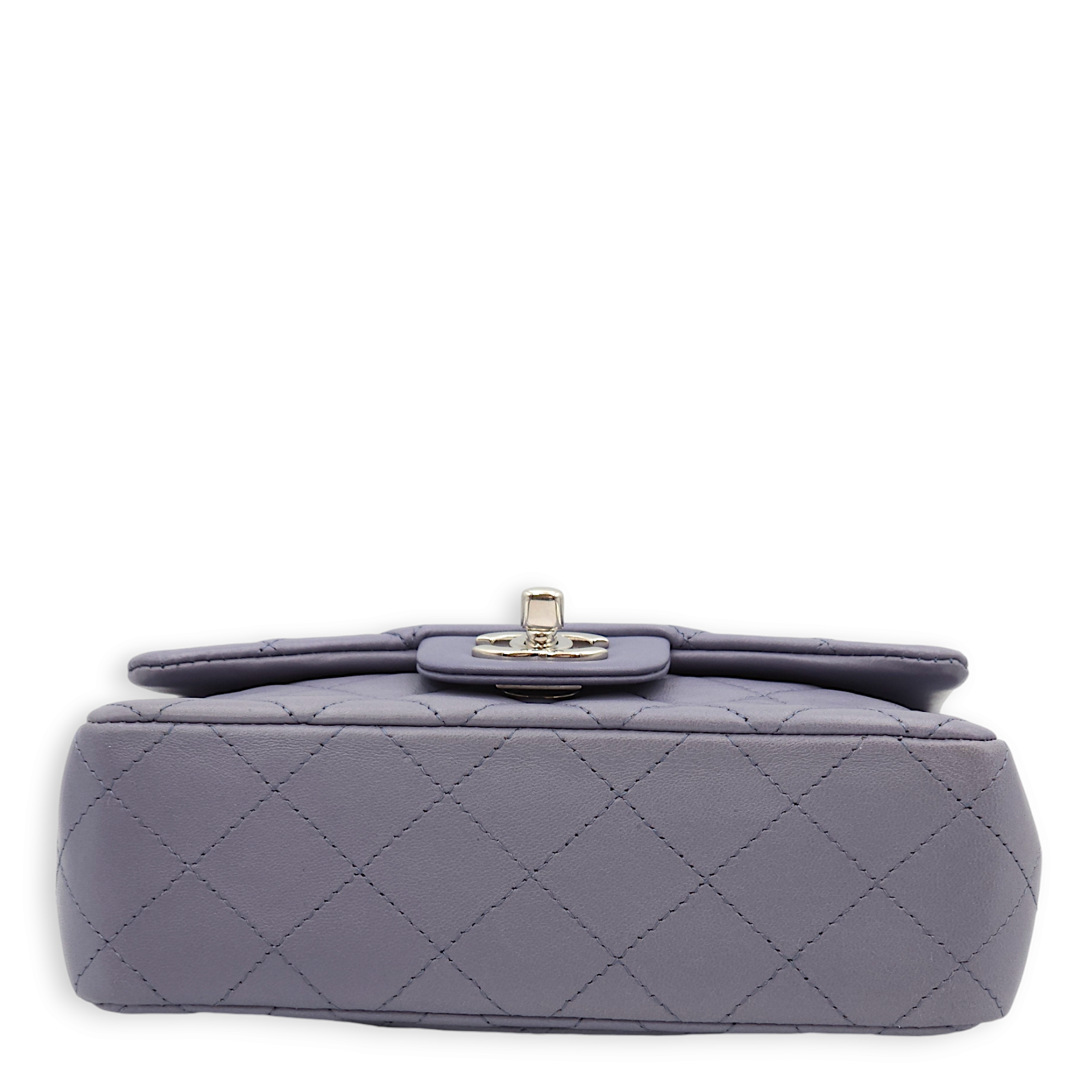 Quilted Rectangle Mini Purple Crossbody Bag in Lambskin, Palladium hardware - Image 5