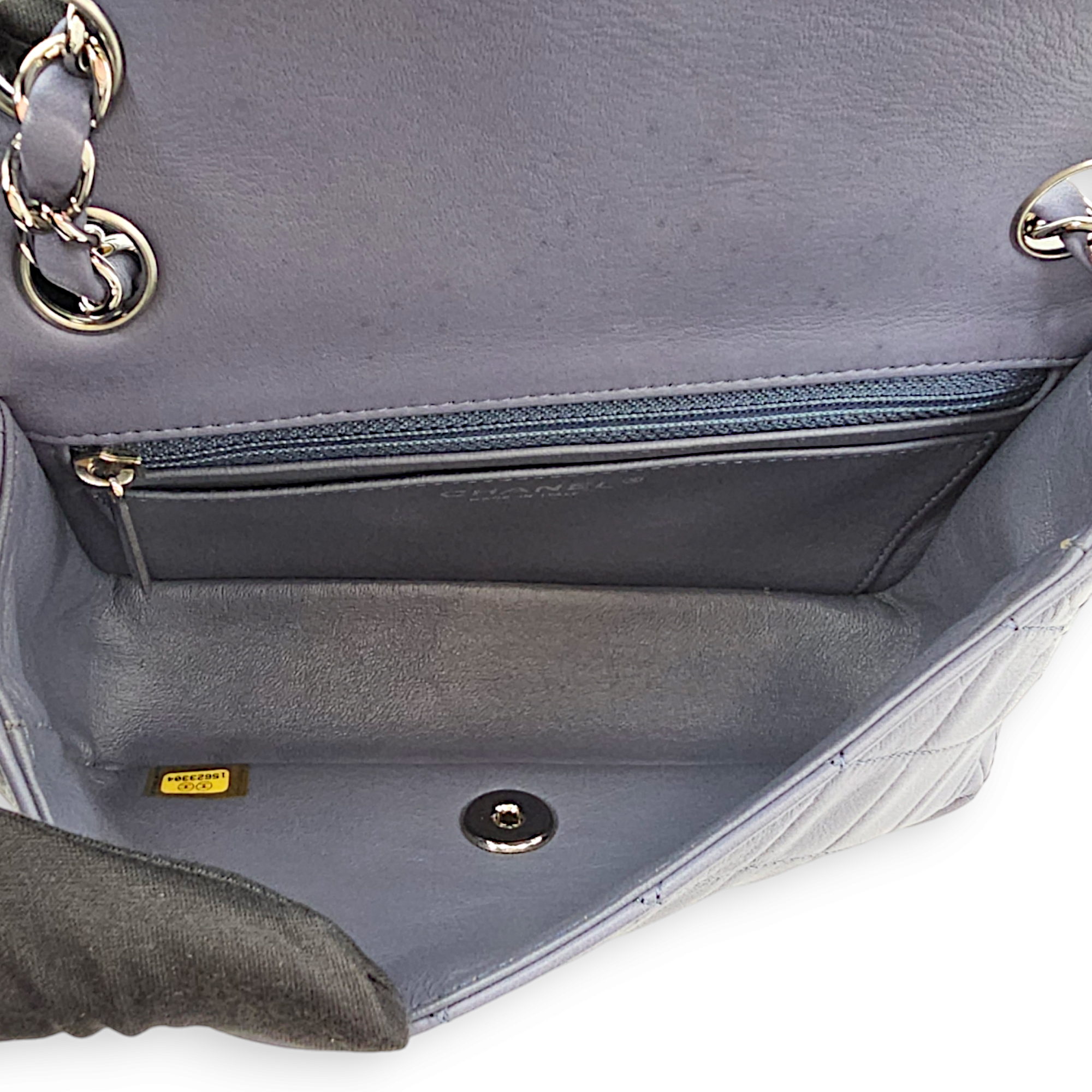 Quilted Rectangle Mini Purple Crossbody Bag in Lambskin, Palladium hardware - Image 12