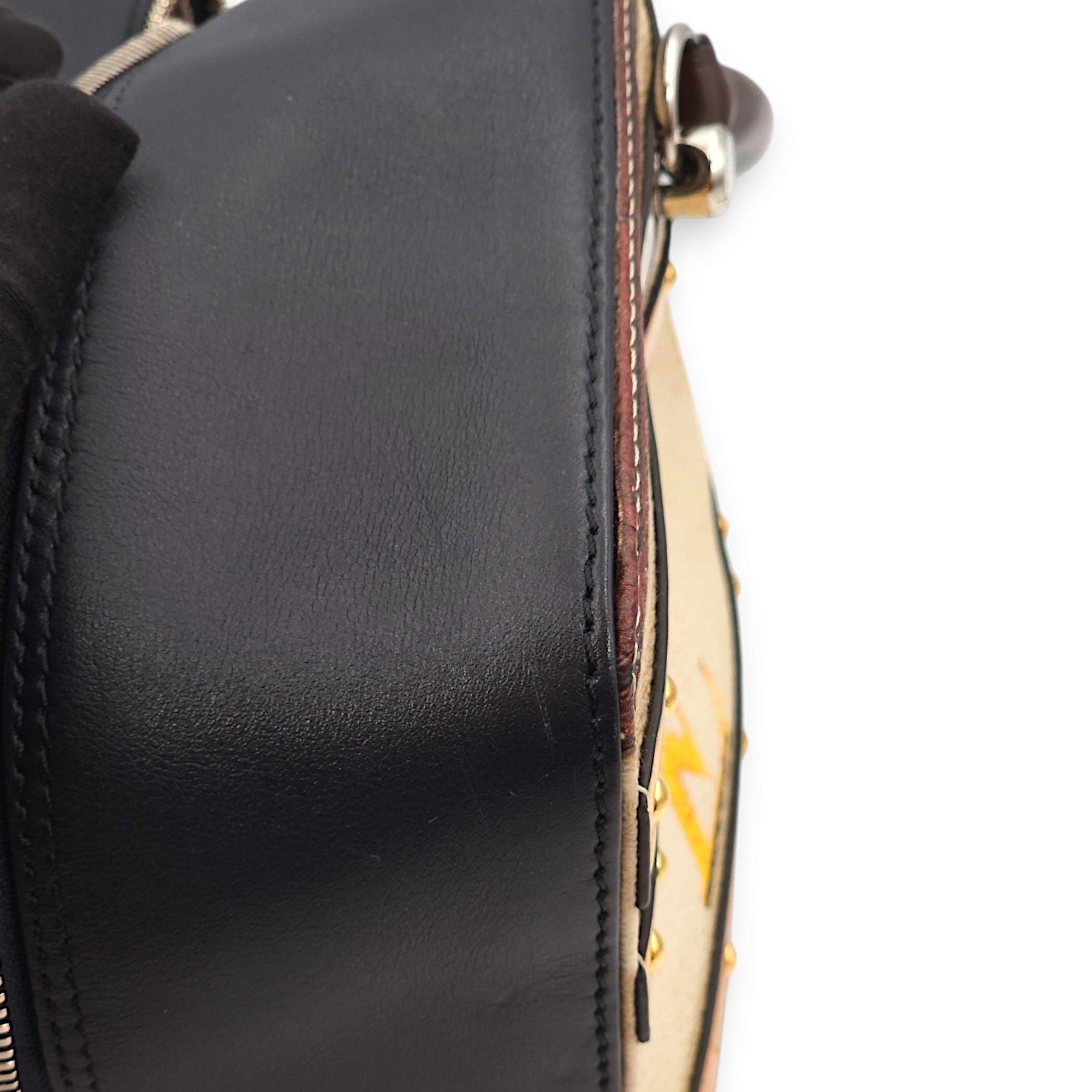 Time Trunk Square Multi-colour Top Handle Bag in Canvas/Calf, Palladium hardware - Image 2