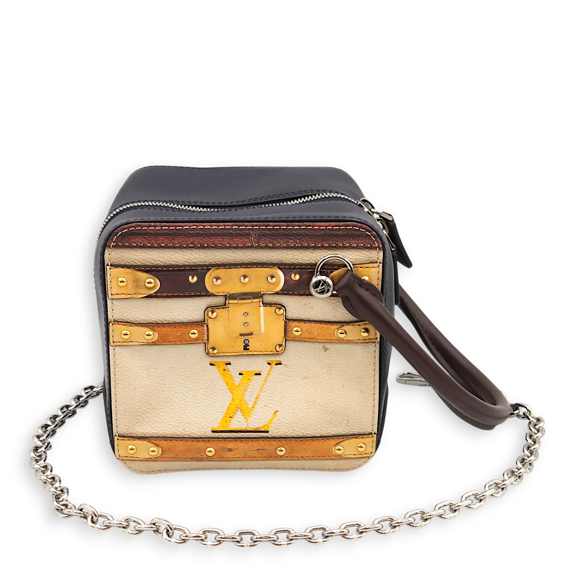 Time Trunk Square Multi-colour Top Handle Bag in Canvas/Calf, Palladium hardware - Image 10