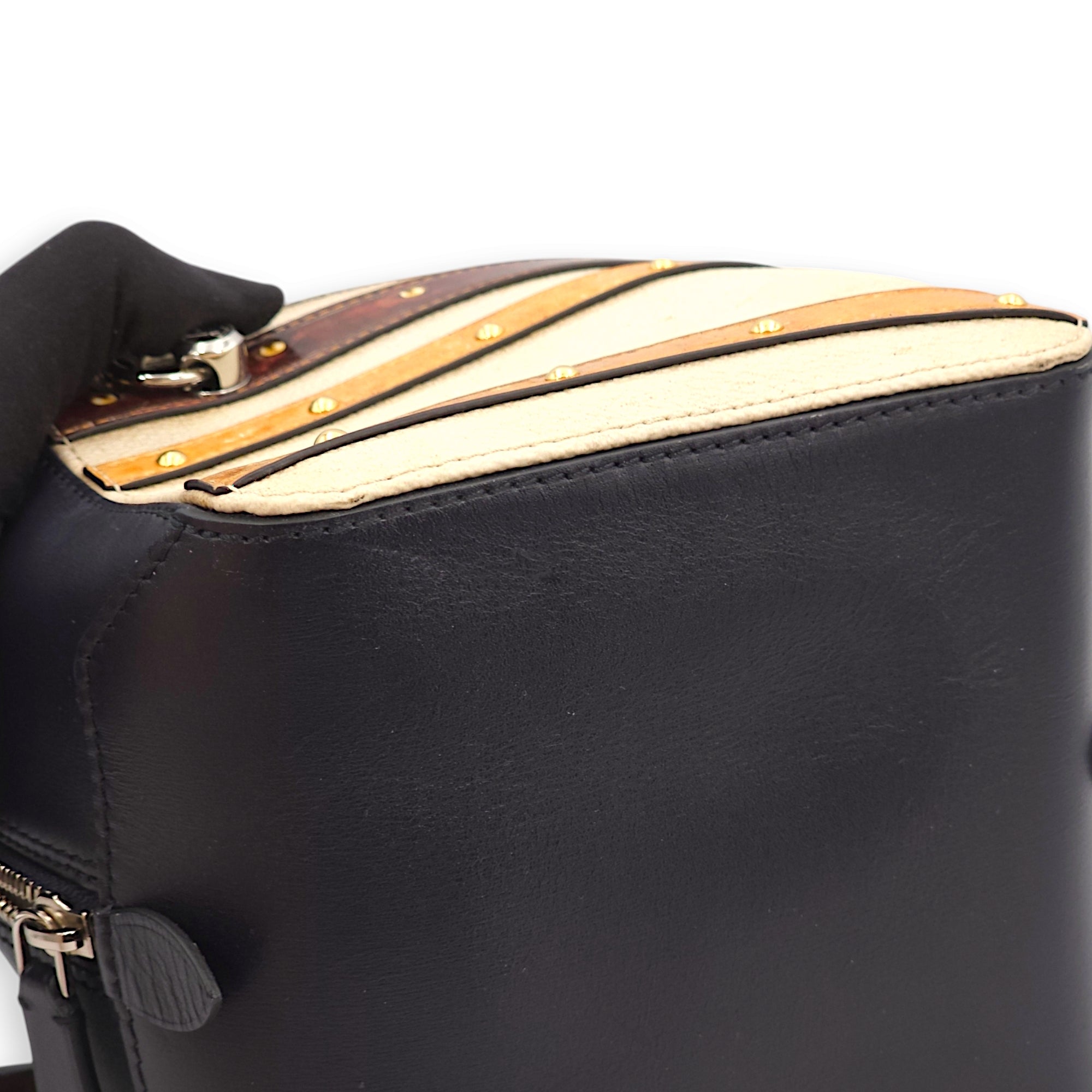 Time Trunk Square Multi-colour Top Handle Bag in Canvas/Calf, Palladium hardware - Image 3