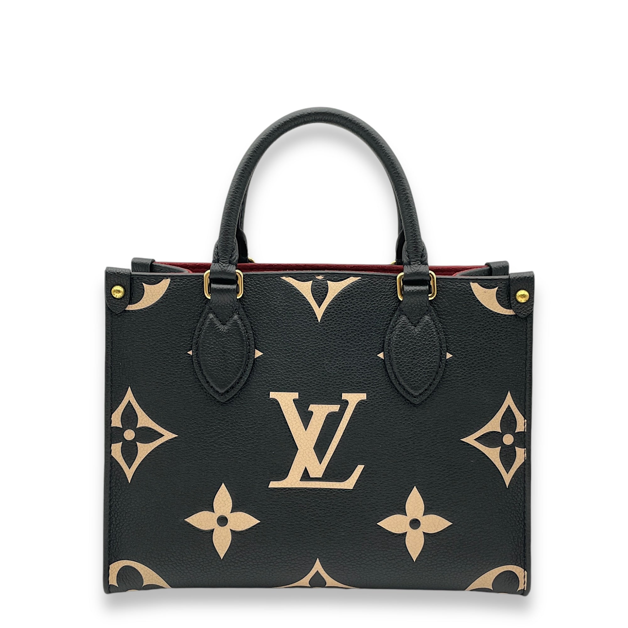 OnTheGo PM Black/Beige Top Handle Bag in Monogram Empriente Leather, Gold hardware - Image 2