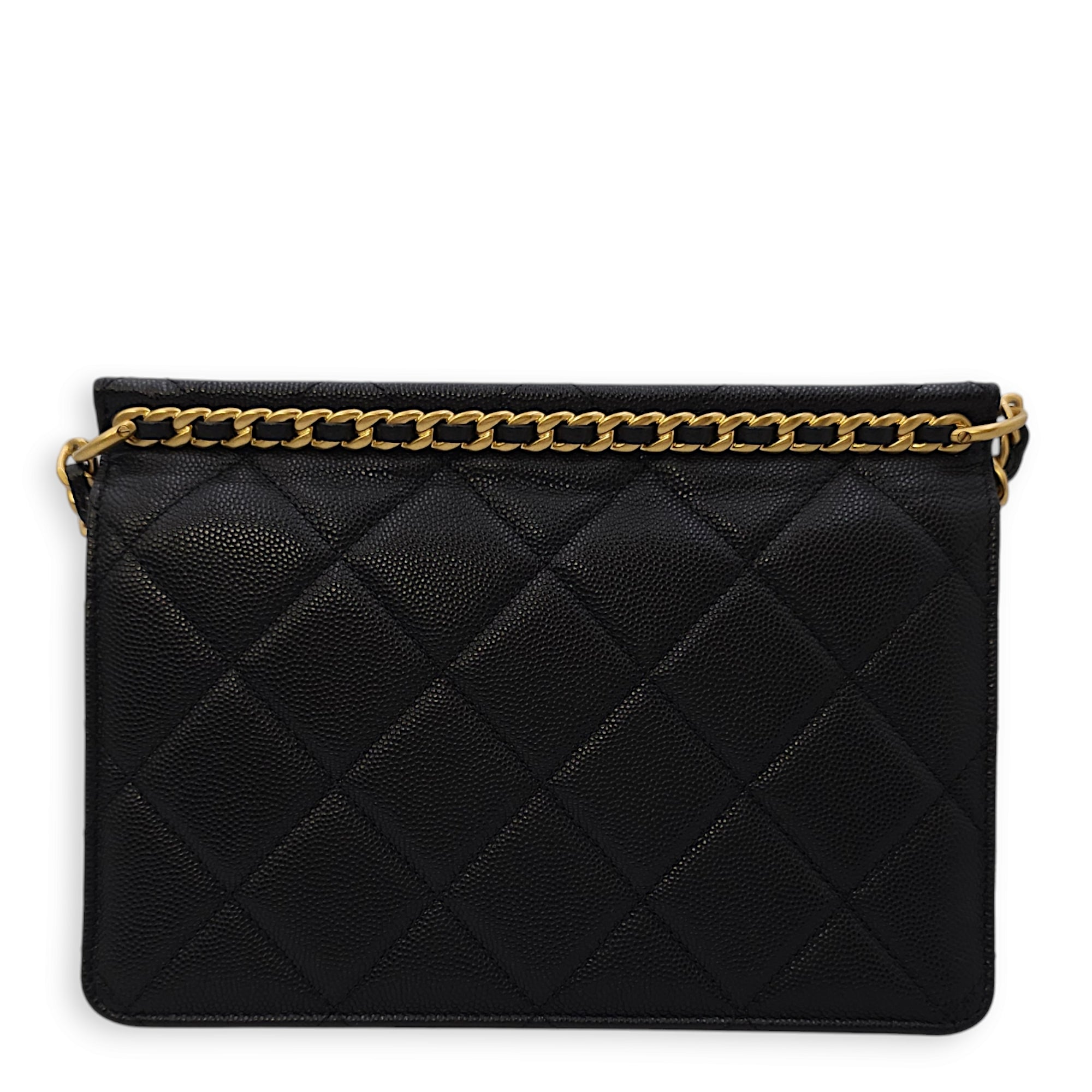 Seasonal Flap with Chain 21x15x7.5cm Black Crossbody Bag in Caviar Leather, Gold hardware - Image 2