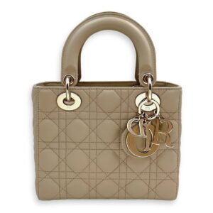 Lady Dior My ABCDior Small Beige Shoulder Bag in Lambskin, Gold hardware