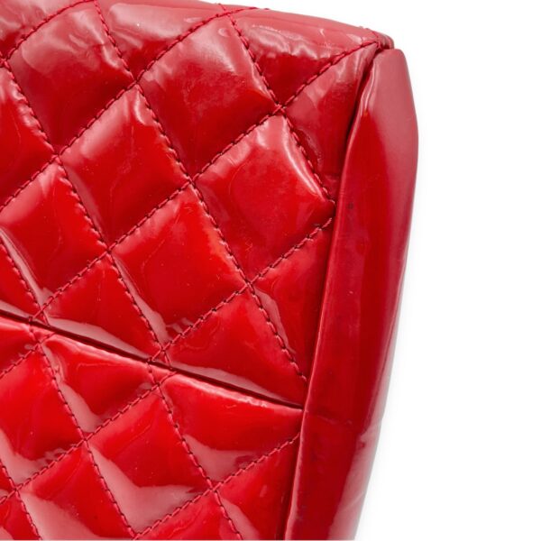 Mademoiselle Bowler Red Shoulder Bag in Patent Leather, Silver hardware - Image 8