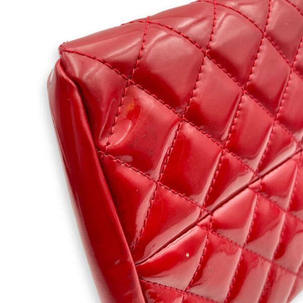 Mademoiselle Bowler Red Shoulder Bag in Patent Leather, Silver hardware - Image 7