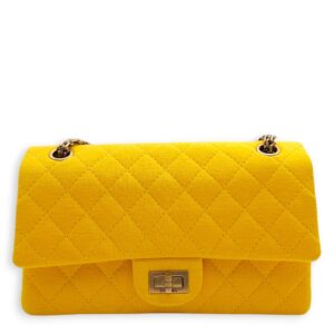 Reissue 225 24.5x15x8cm Yellow Shoulder Bag in Jersey, Gold hardware