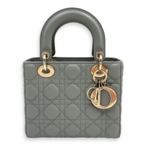 Lady Dior My ABCDior Small Grey Shoulder Bag in Cannage print lambskin, Gold hardware