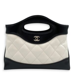 Nano 31 20x14x3.5cm Black/White Crossbody Bag in Shiny calf, Gold hardware