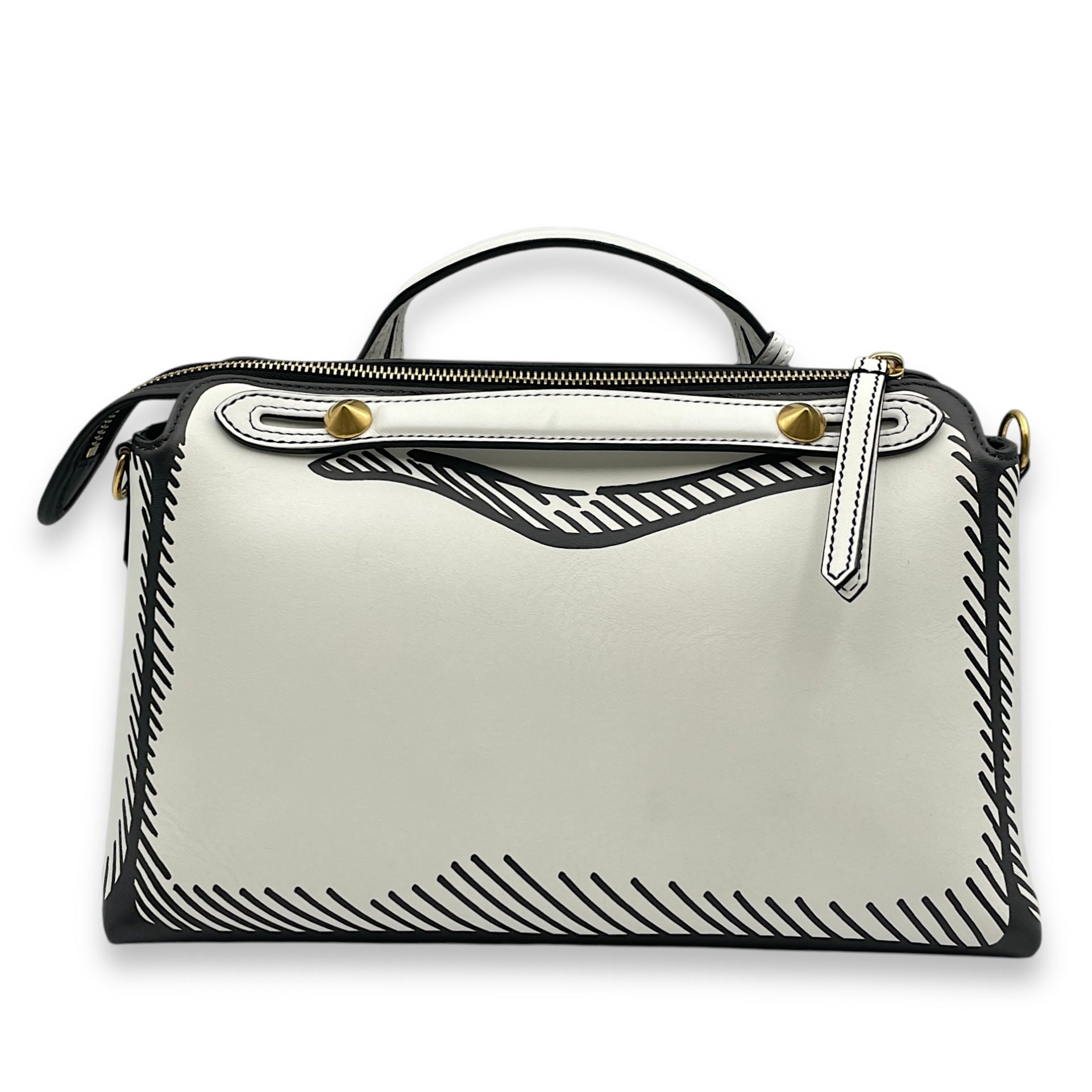 X Joshua Vibes Vitello Century Logo By The Way Medium White/Black Shoulder Bag in Calfskin, Gold hardware - Image 2