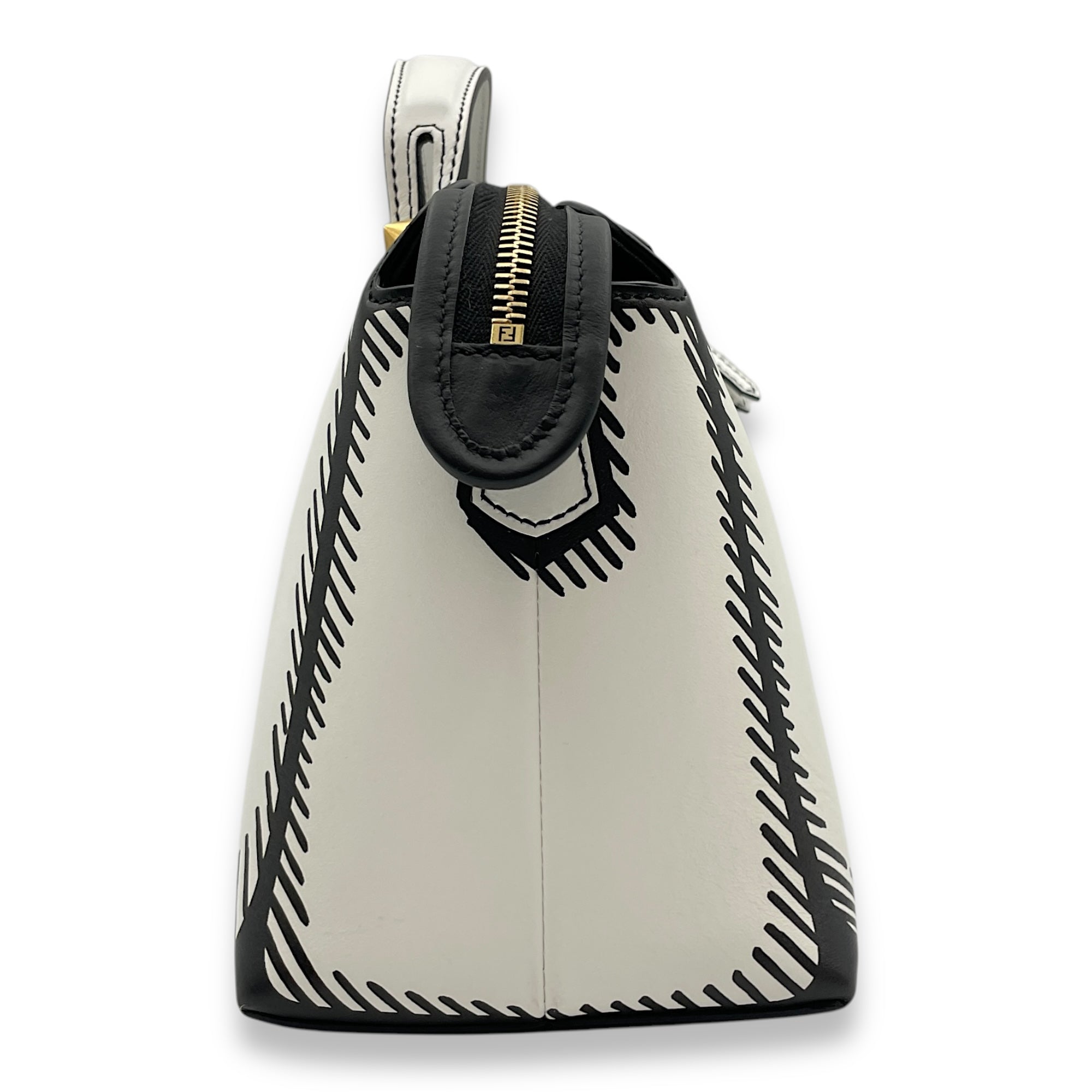 X Joshua Vibes Vitello Century Logo By The Way Medium White/Black Shoulder Bag in Calfskin, Gold hardware - Image 4