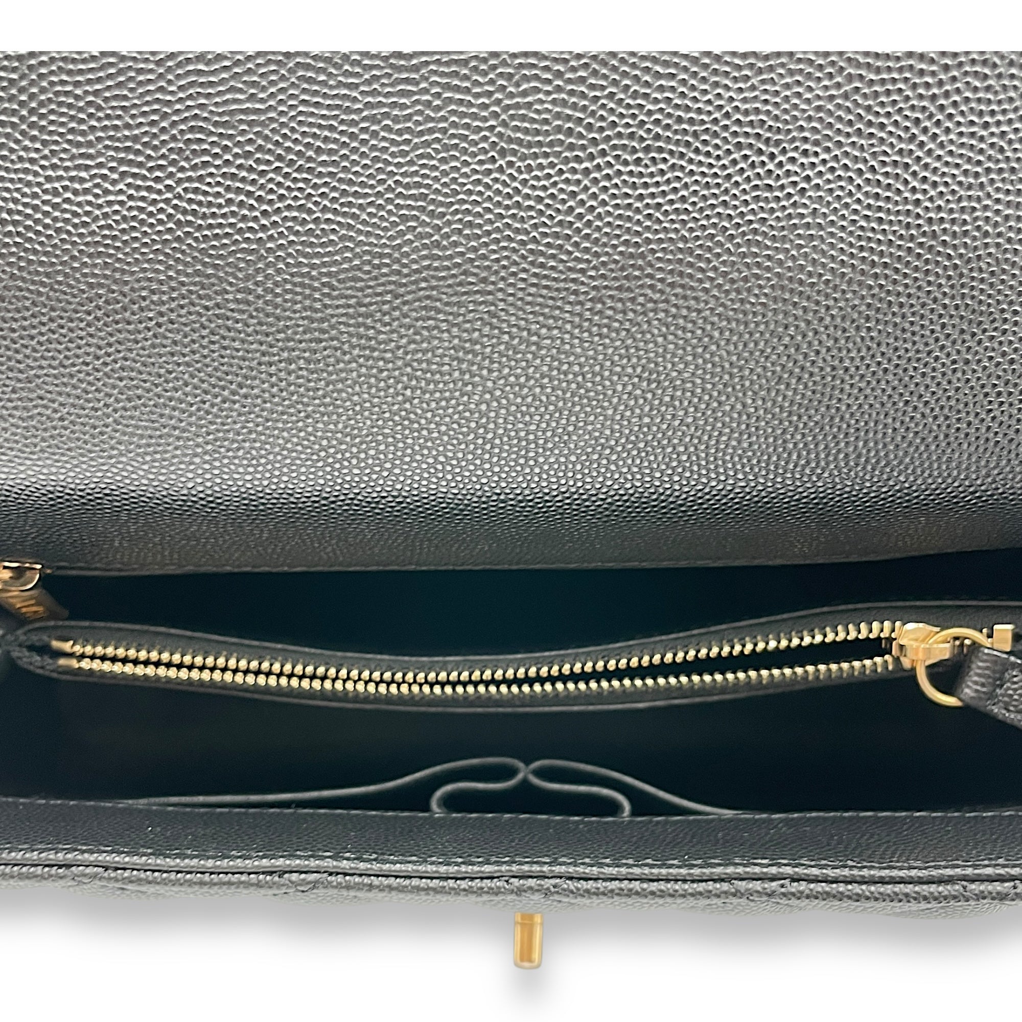 Quilted CoCo Handle (28cm) Medium Black Shoulder Bag in Caviar, elaphe handle, Gold hardware - Image 6