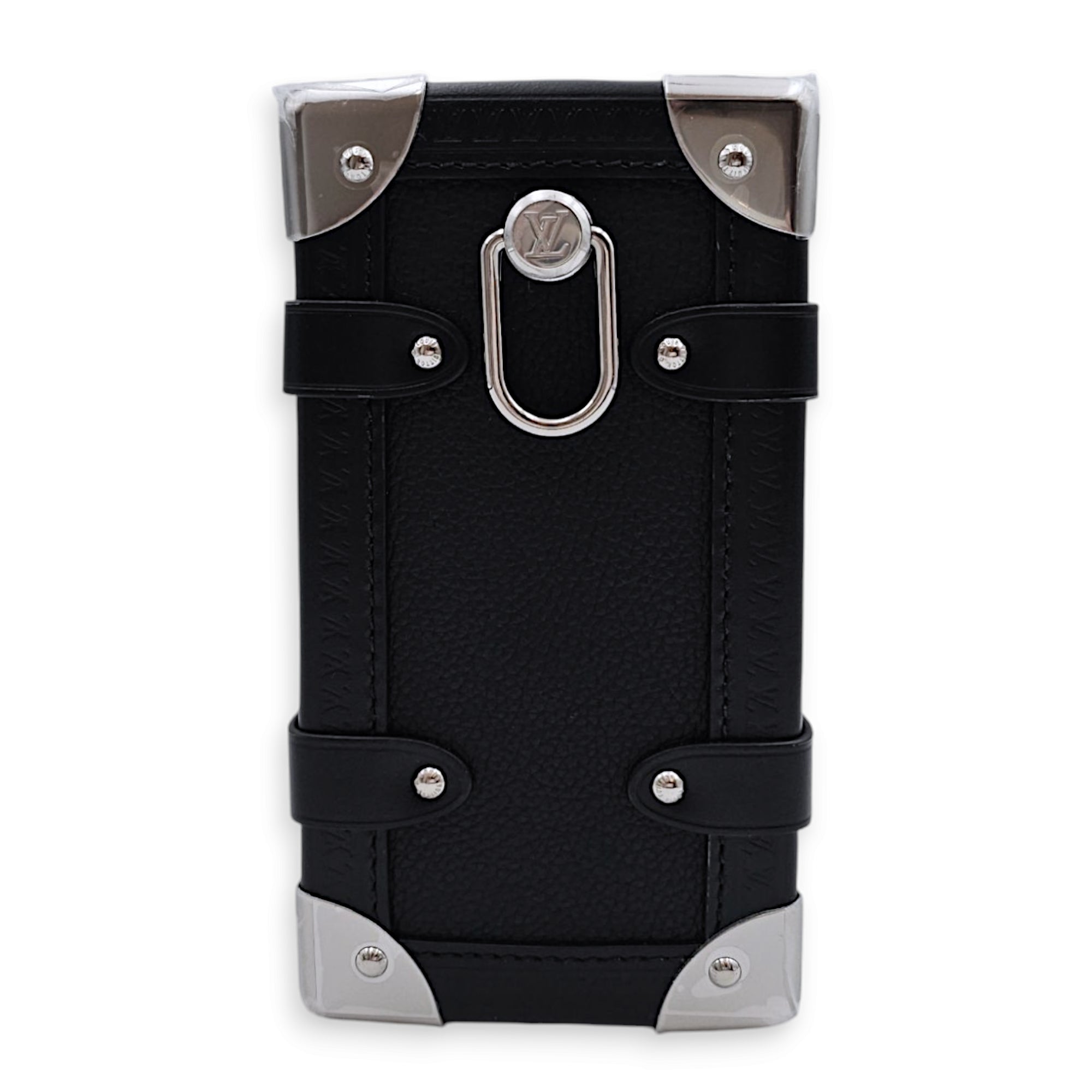 Side Trunk MM 23.5x16x8.5cm Black Crossbody Bag in Calfskin, Silver hardware - Image 4