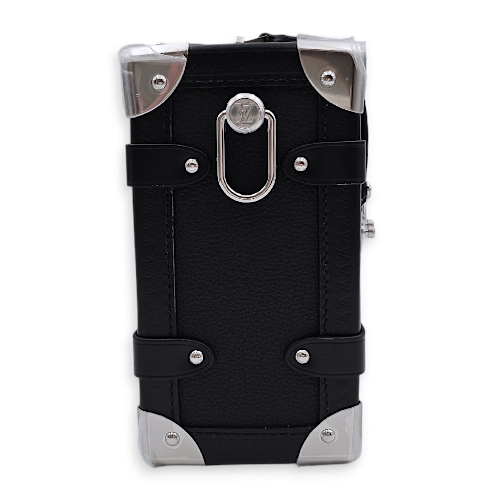 Side Trunk MM 23.5x16x8.5cm Black Crossbody Bag in Calfskin, Silver hardware - Image 3