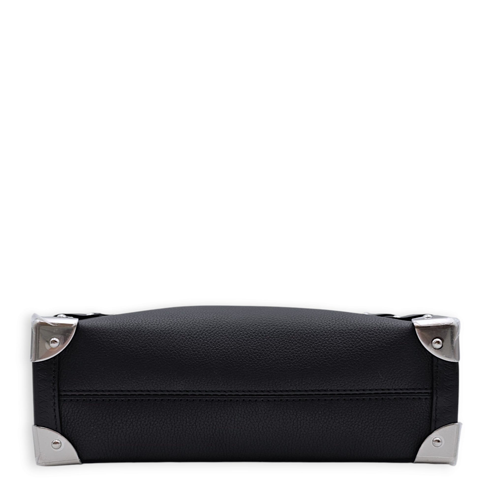 Side Trunk MM 23.5x16x8.5cm Black Crossbody Bag in Calfskin, Silver hardware - Image 5