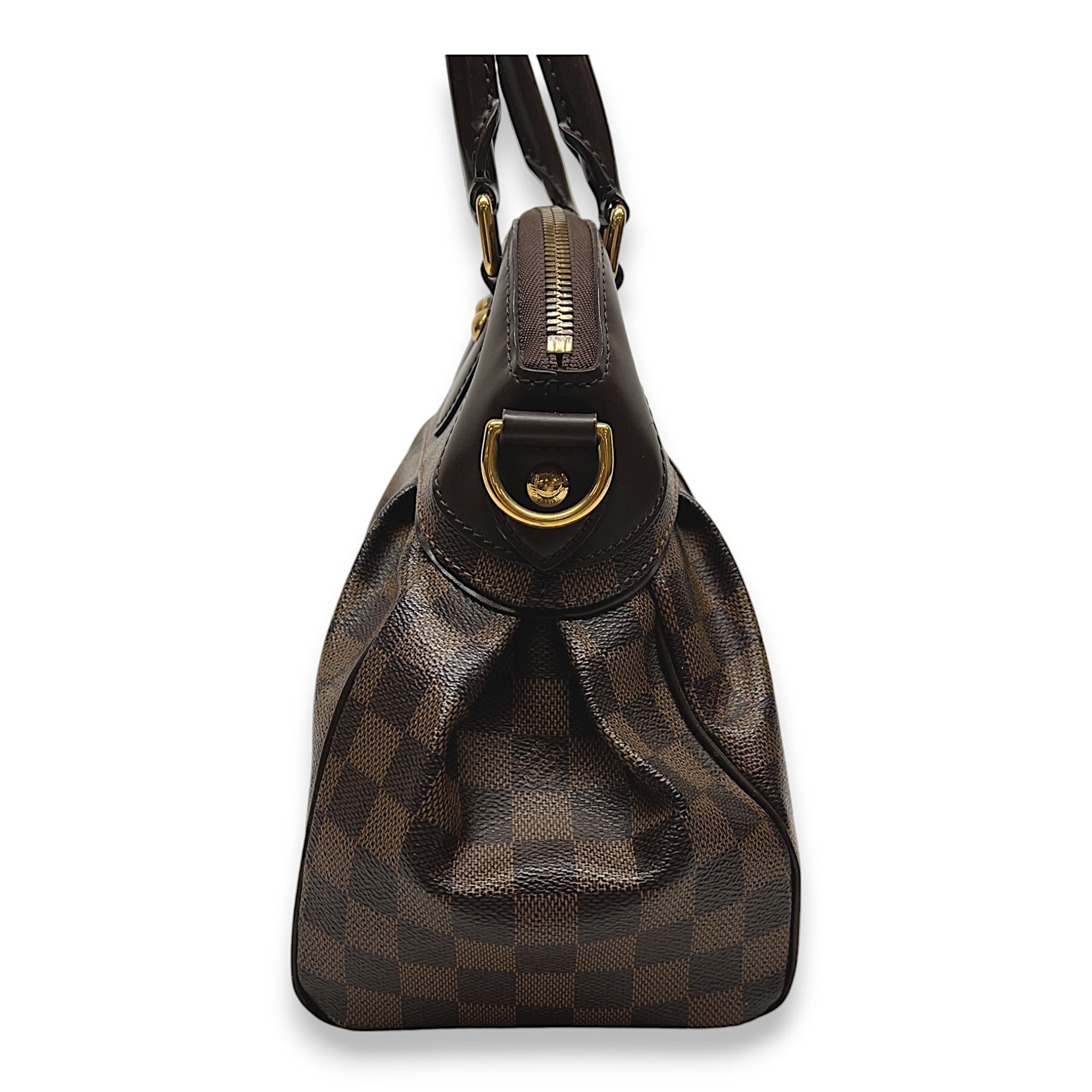 Trevi Damier Ebene PM Brown Top Handle Bag in Coated Canvas, Gold hardware - Image 3
