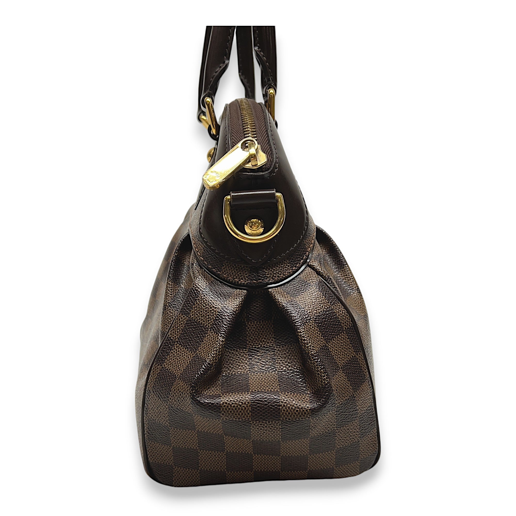 Trevi Damier Ebene PM Brown Top Handle Bag in Coated Canvas, Gold hardware - Image 4