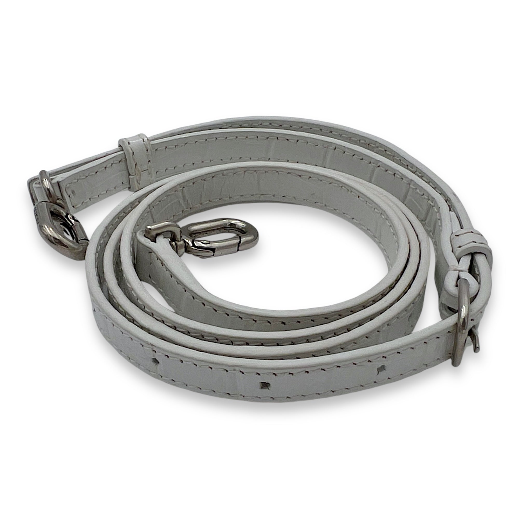 Hourglass XS White Top Handle Bag in Crocodile Embossed Calfskin, Silver hardware - Image 10