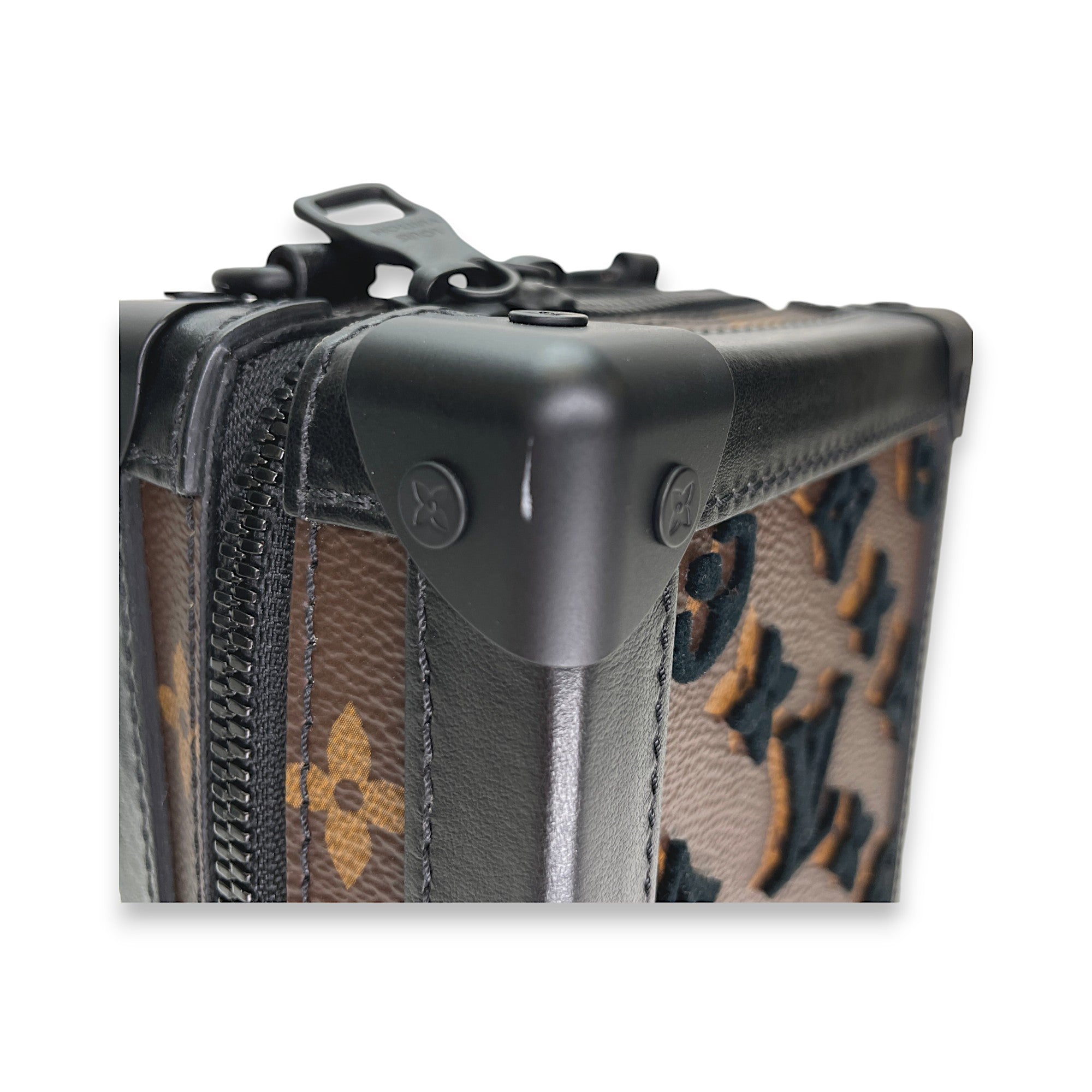 Vertical Soft Trunk Crossbody bag in Monogram Coated Canvas, Lacquered Metal Hardware - Image 7