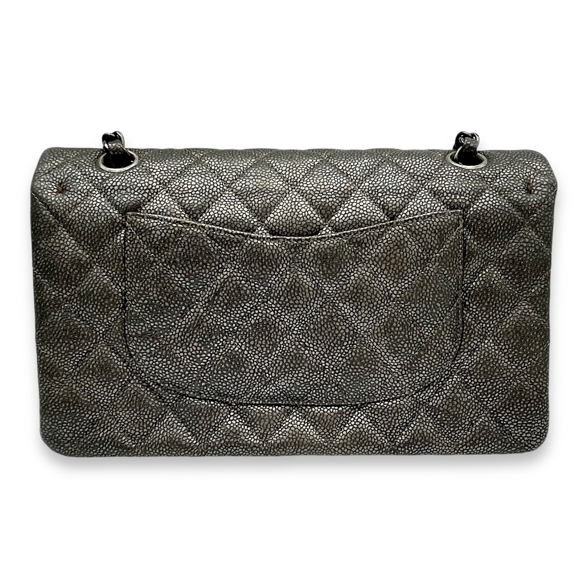 Timeless Classic Flap Medium Grey Shoulder Bag in Caviar Leather, Gunmetal hardware - Image 2