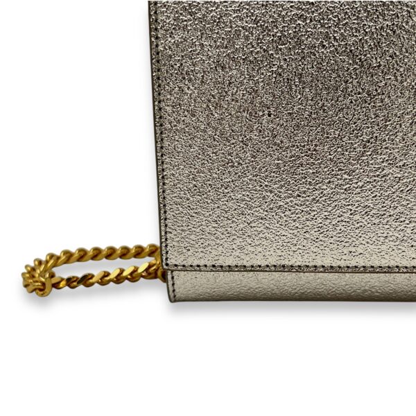 Kate Medium Silver Crossbody Bag in Calfskin, Gold hardware - Image 10