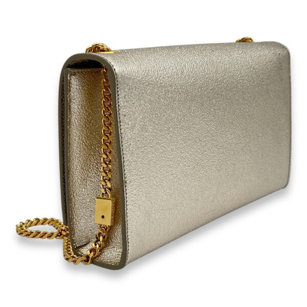Kate Medium Silver Crossbody Bag in Calfskin, Gold hardware - Image 4