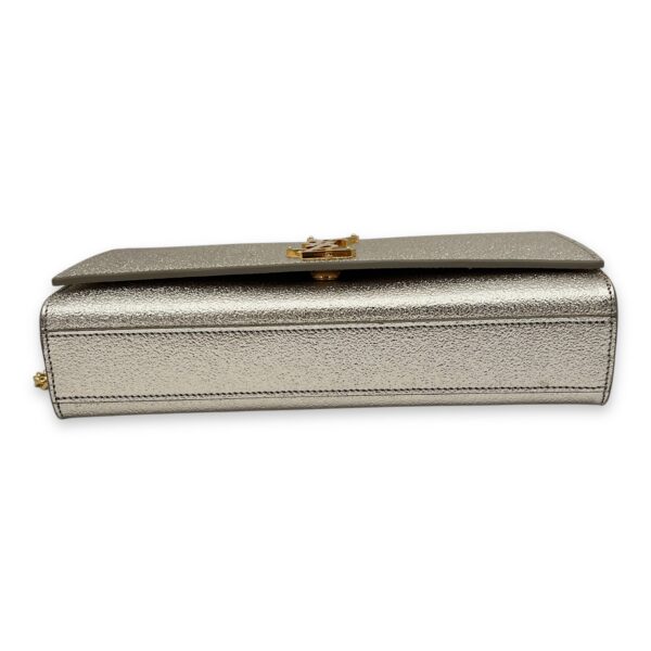 Kate Medium Silver Crossbody Bag in Calfskin, Gold hardware - Image 5