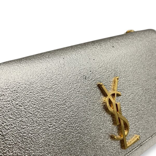 Kate Medium Silver Crossbody Bag in Calfskin, Gold hardware - Image 6