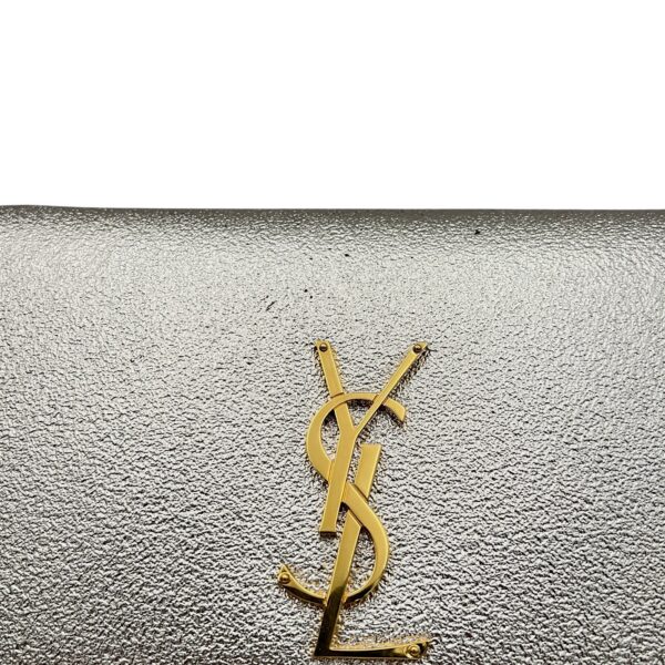Kate Medium Silver Crossbody Bag in Calfskin, Gold hardware - Image 7