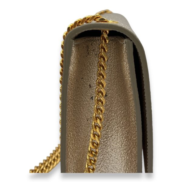 Kate Medium Silver Crossbody Bag in Calfskin, Gold hardware - Image 8