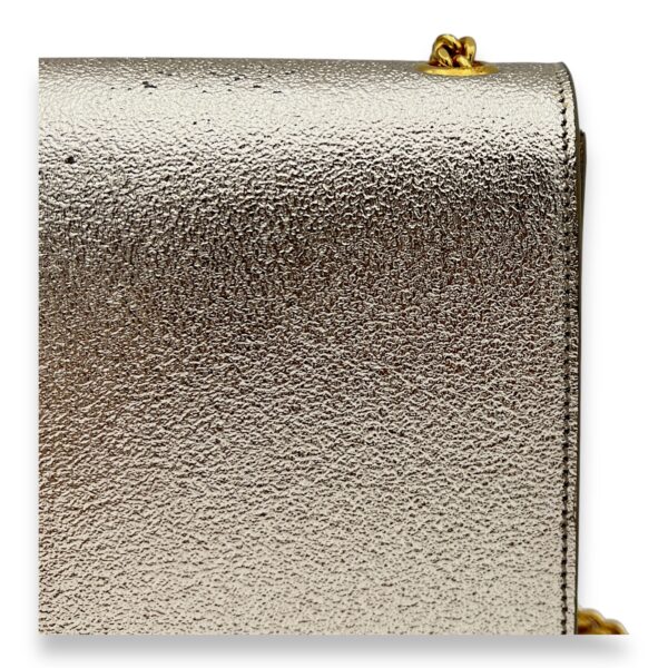 Kate Medium Silver Crossbody Bag in Calfskin, Gold hardware - Image 9