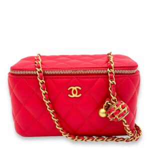 Pearl Crush Pink Vanity Bag in Lambskin, Brushed Gold hardware