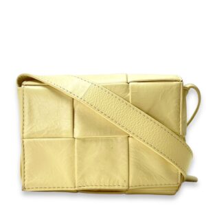 Mini Yellow Crossbody Bag in Calfskin, Silver hardware