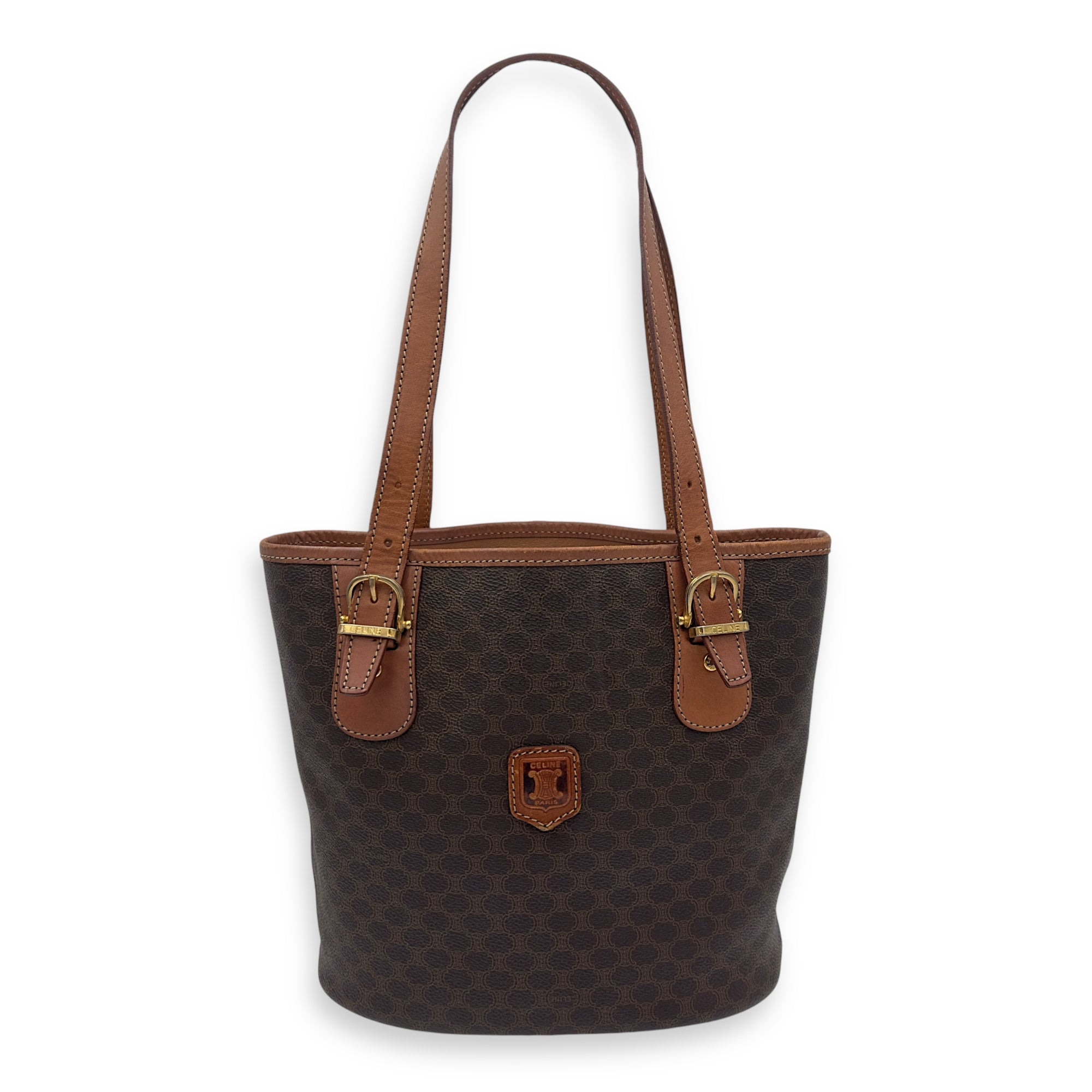 Macadam Tote Bag Brown in Coated Canvas, Gold hardware