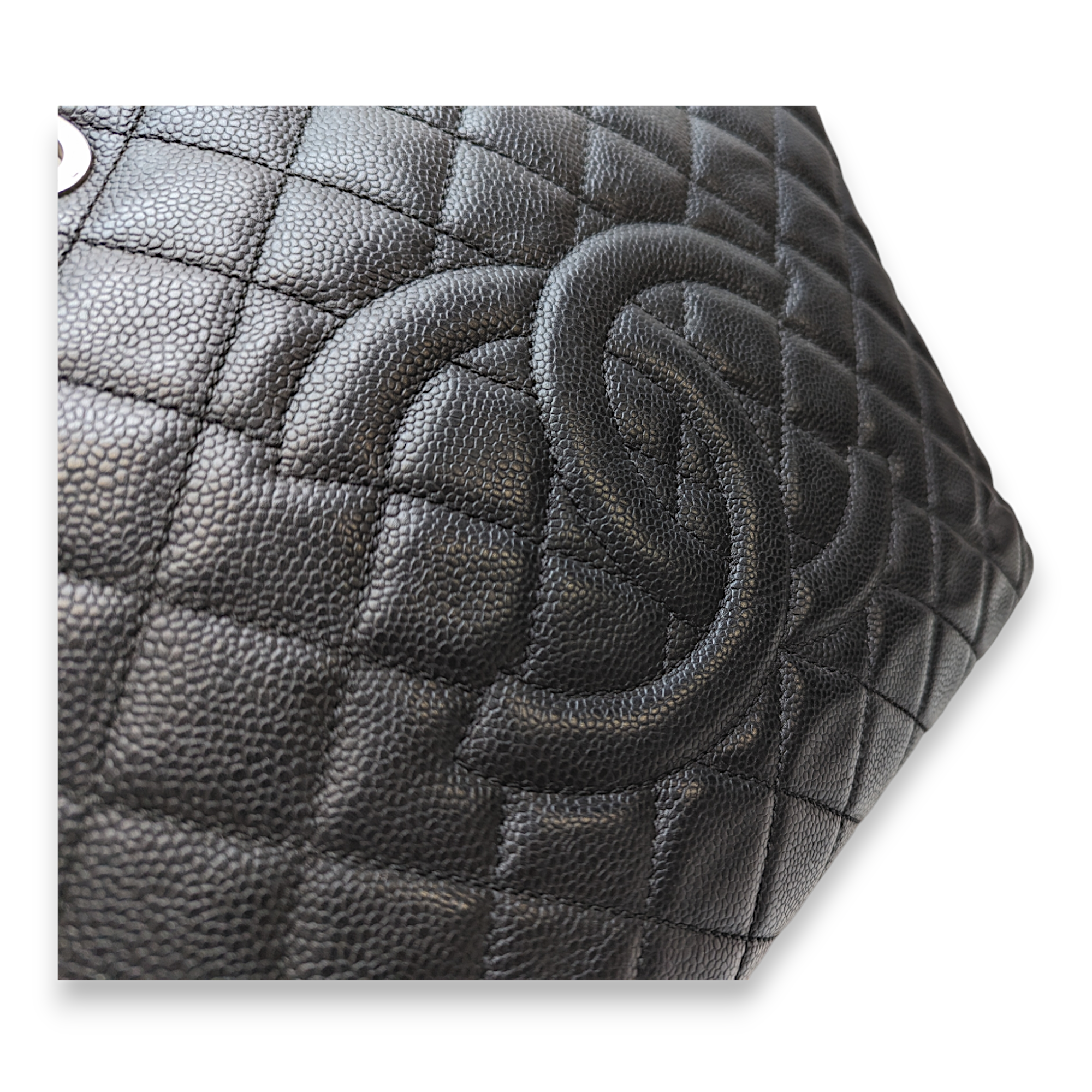 GST Black Shoulder Bag in Caviar Leather, Silver hardware - Image 7