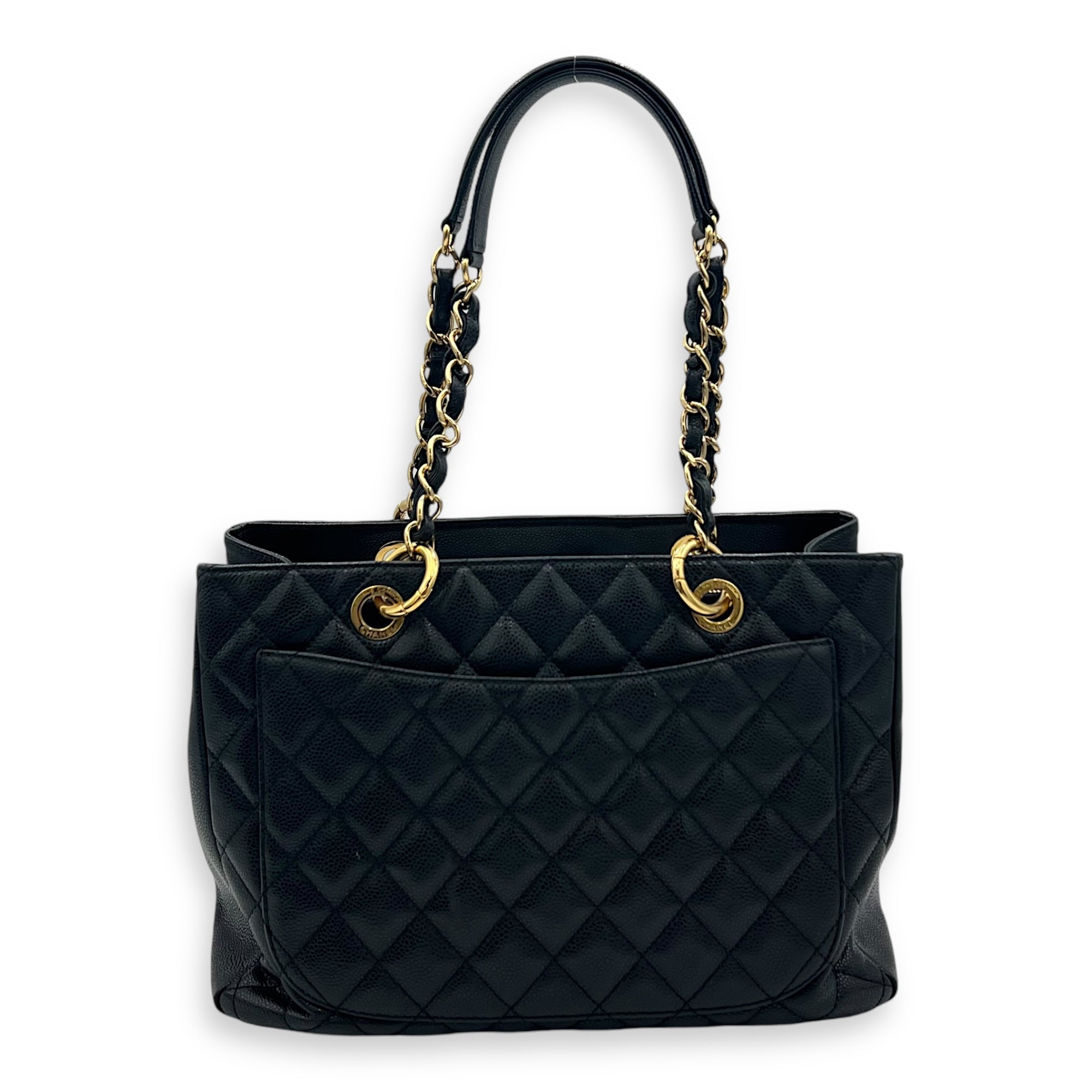 GST Black Tote Bag in Caviar Leather, Gold hardware - Image 2