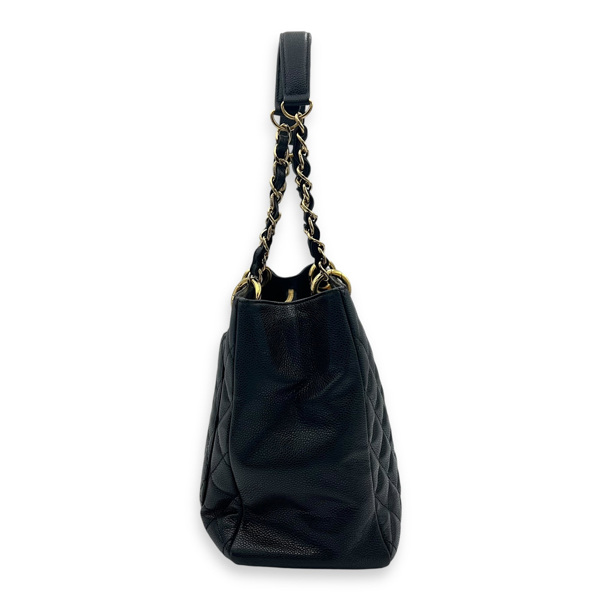 GST Black Tote Bag in Caviar Leather, Gold hardware - Image 3