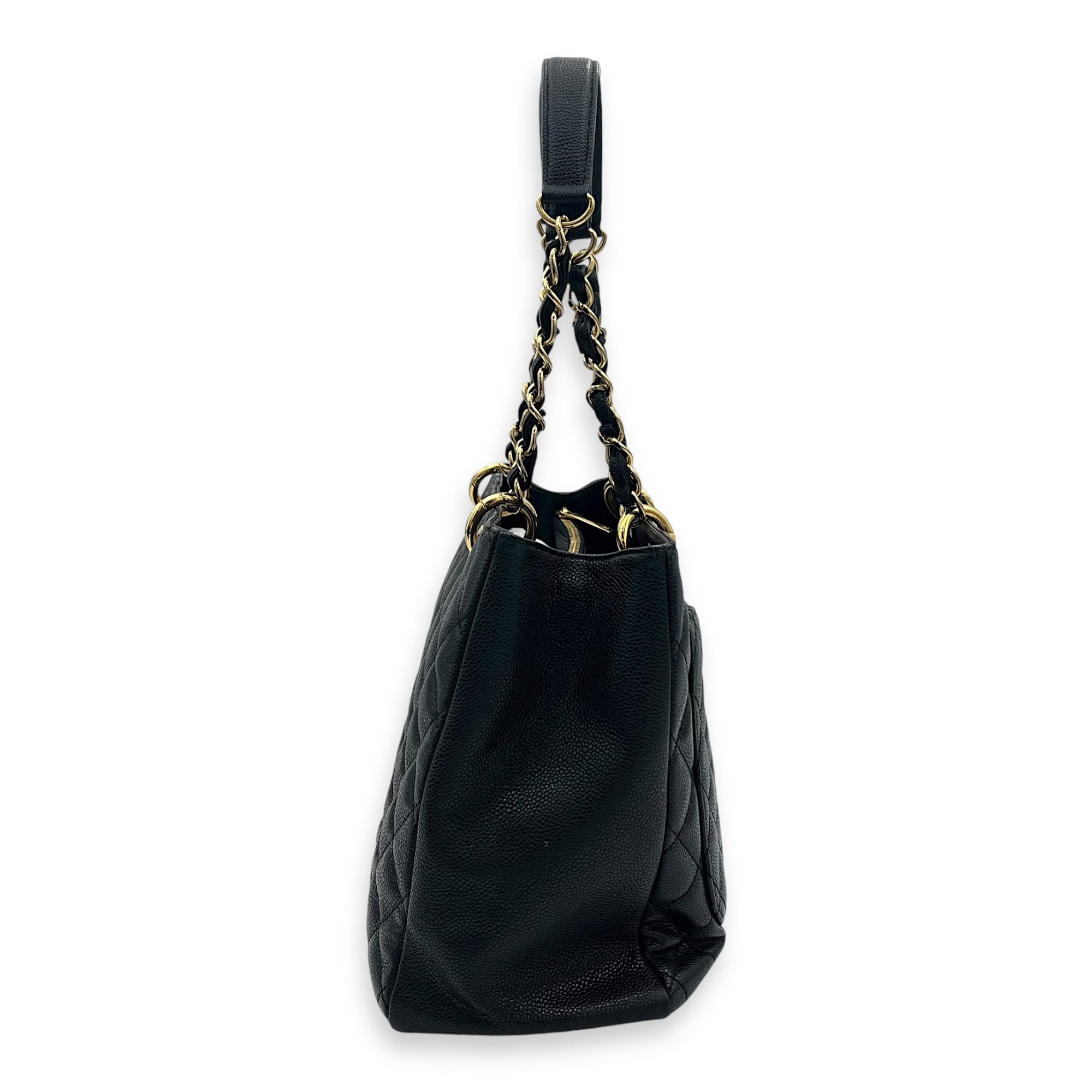 GST Black Tote Bag in Caviar Leather, Gold hardware - Image 4