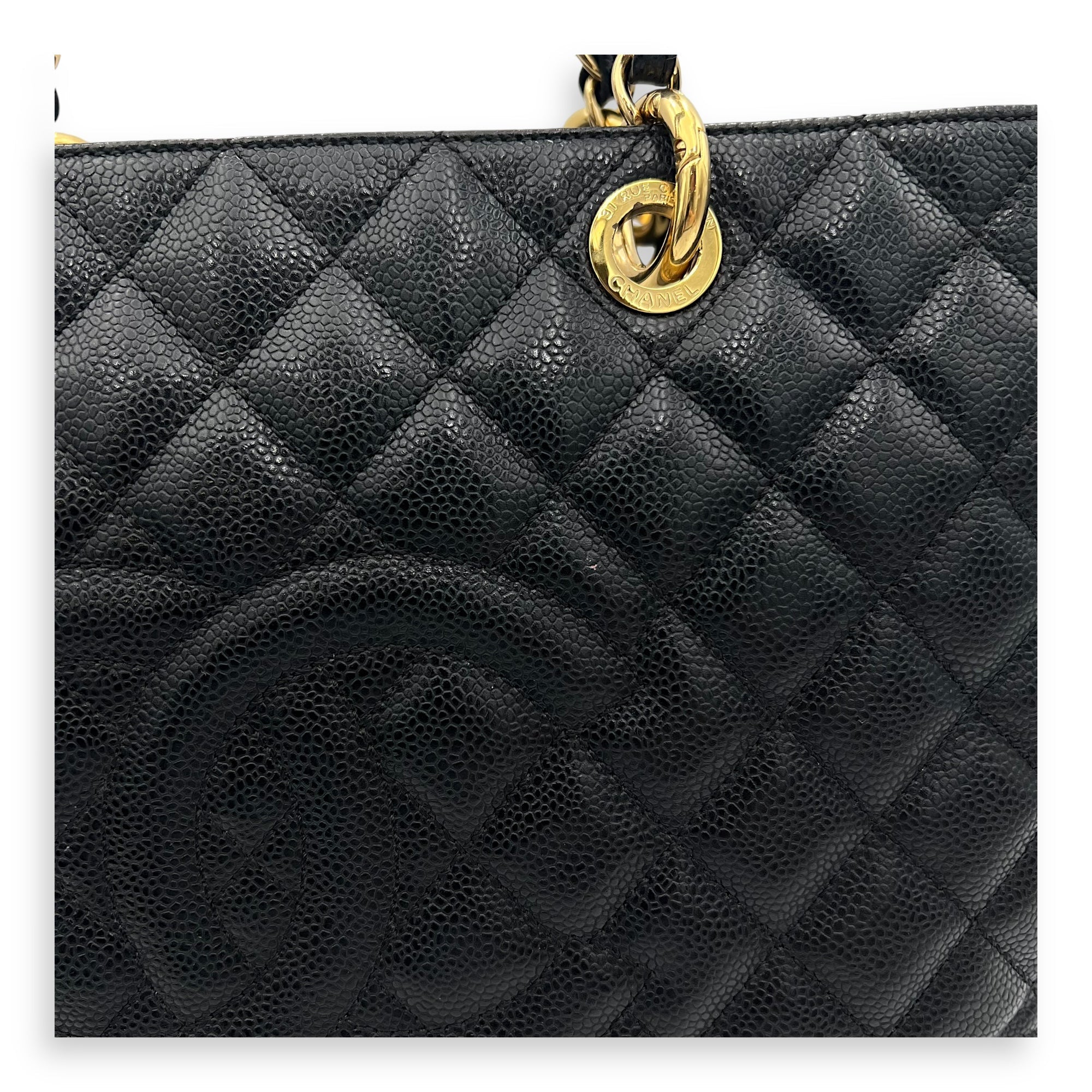 GST Black Tote Bag in Caviar Leather, Gold hardware - Image 7