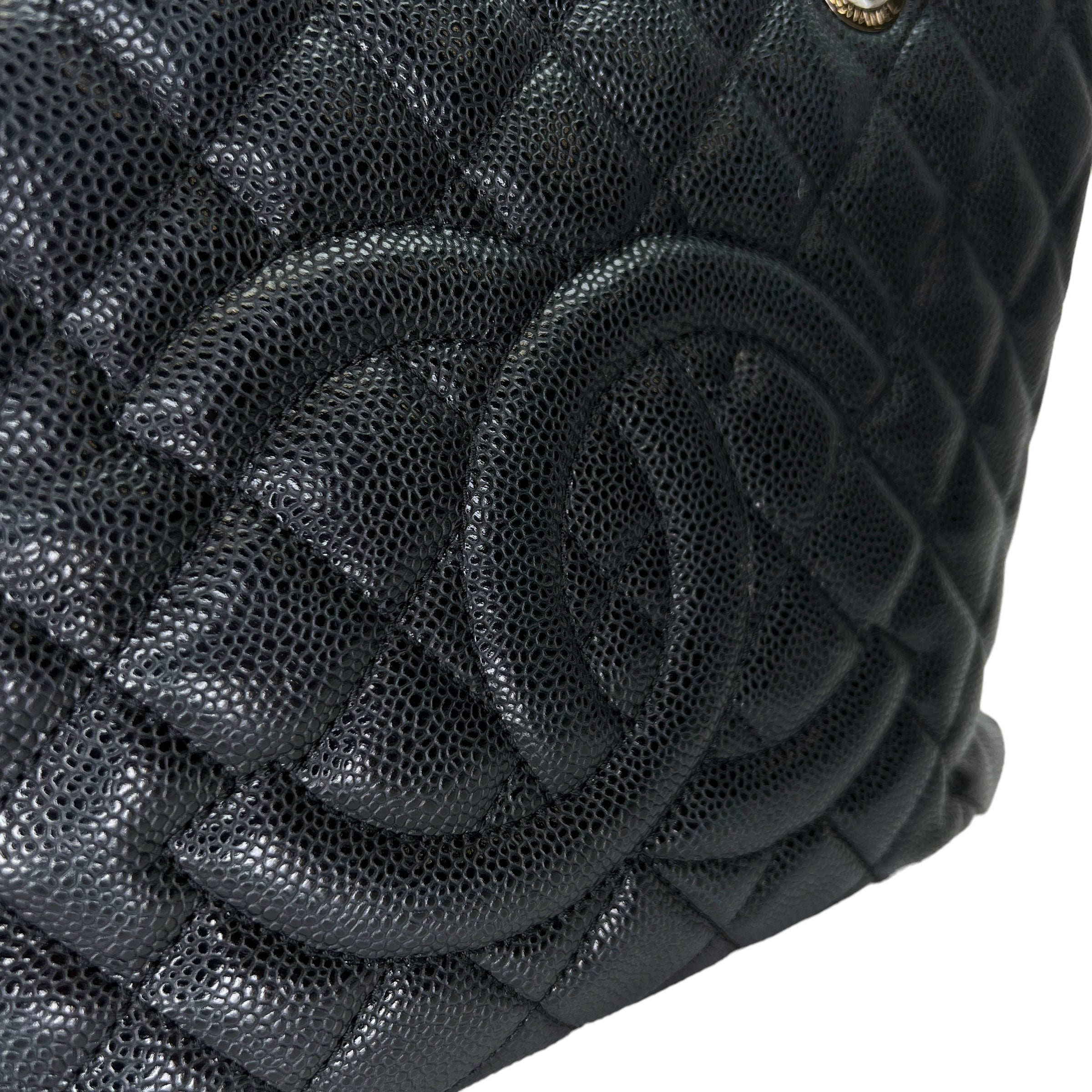 GST Black Tote Bag in Caviar Leather, Silver hardware - Image 6