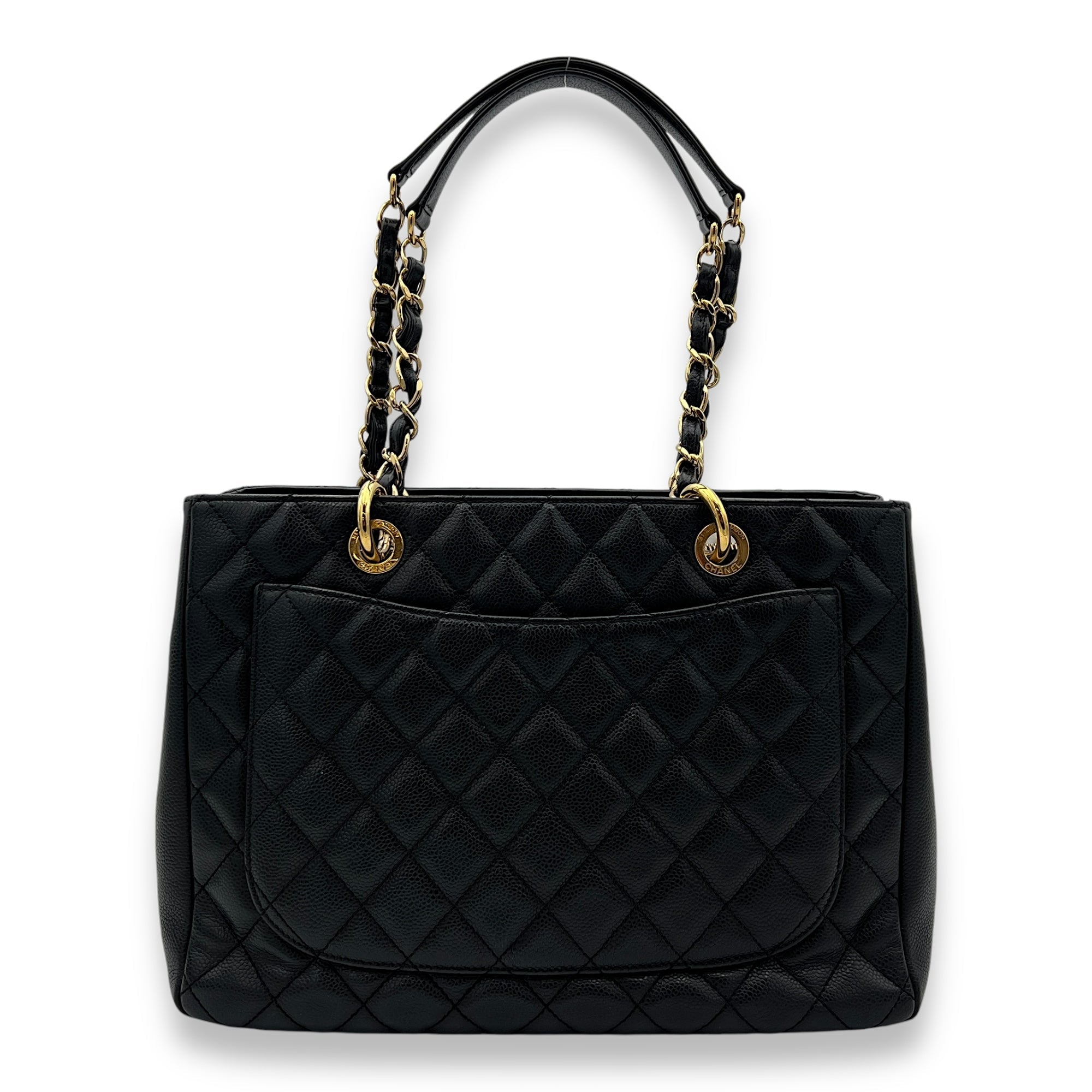 GST Large Black Tote Bag in Caviar Leather, Gold hardware - Image 2