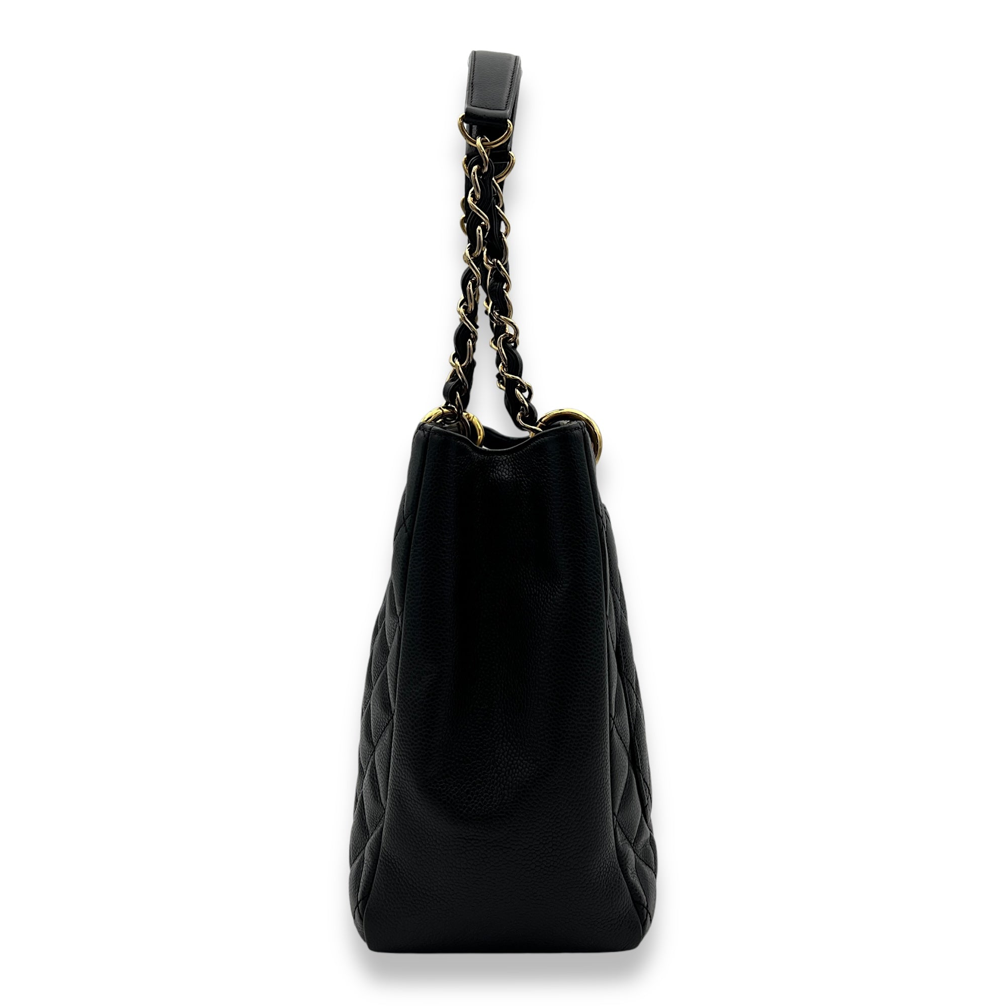 GST Large Black Tote Bag in Caviar Leather, Gold hardware - Image 3